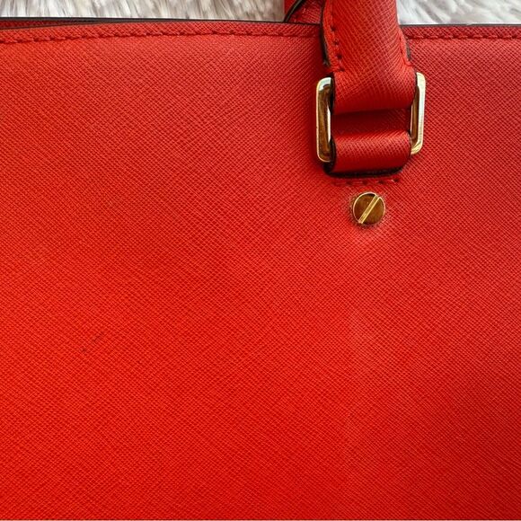 Michael Kors Red Medium Saffiano Leather Convertible Satchel Shoulder purse - Picture 4 of 16
